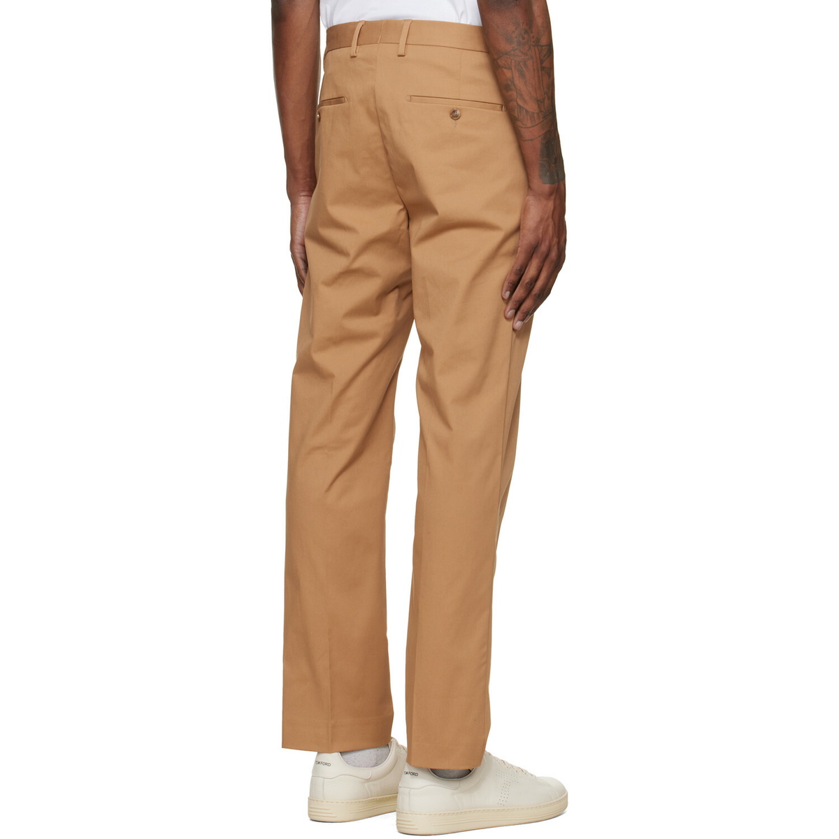 BOSS Tan Creased Trousers