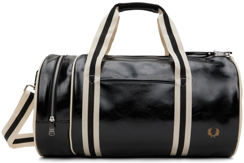 Fred Perry Black & White Barrel Duffle Bag Fred Perry