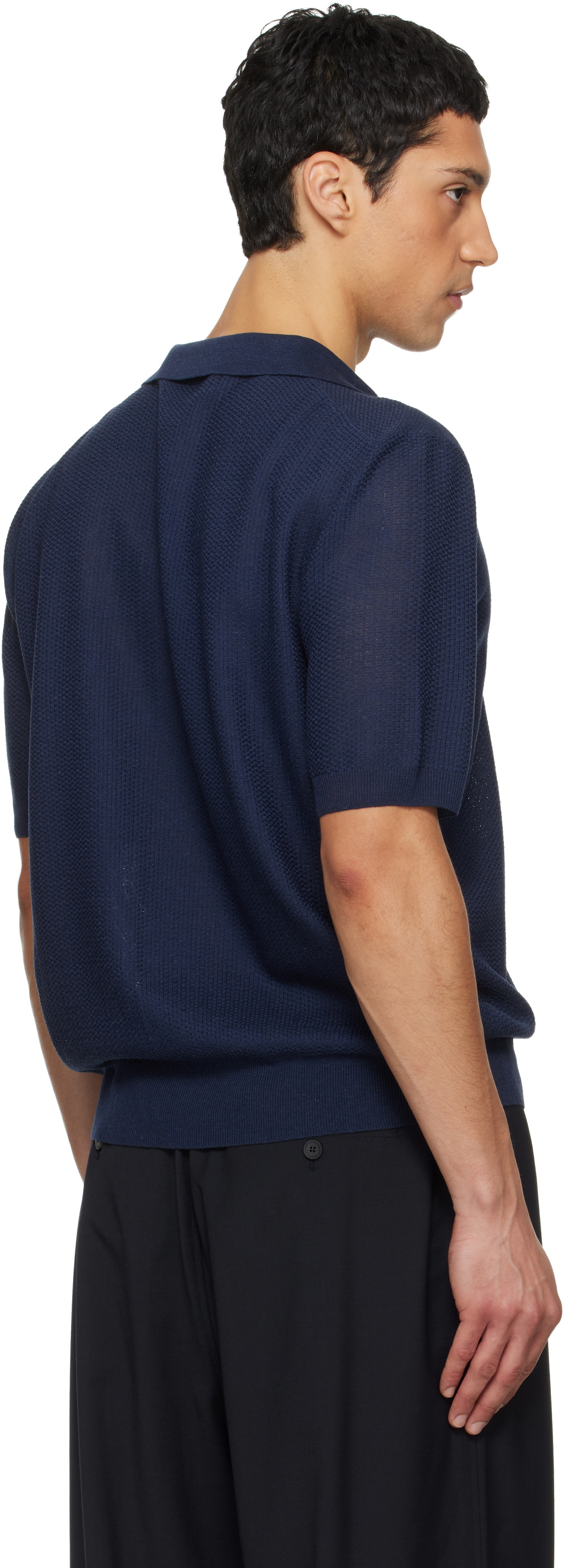 LE17SEPTEMBRE Navy Layered Neck Knit Polo