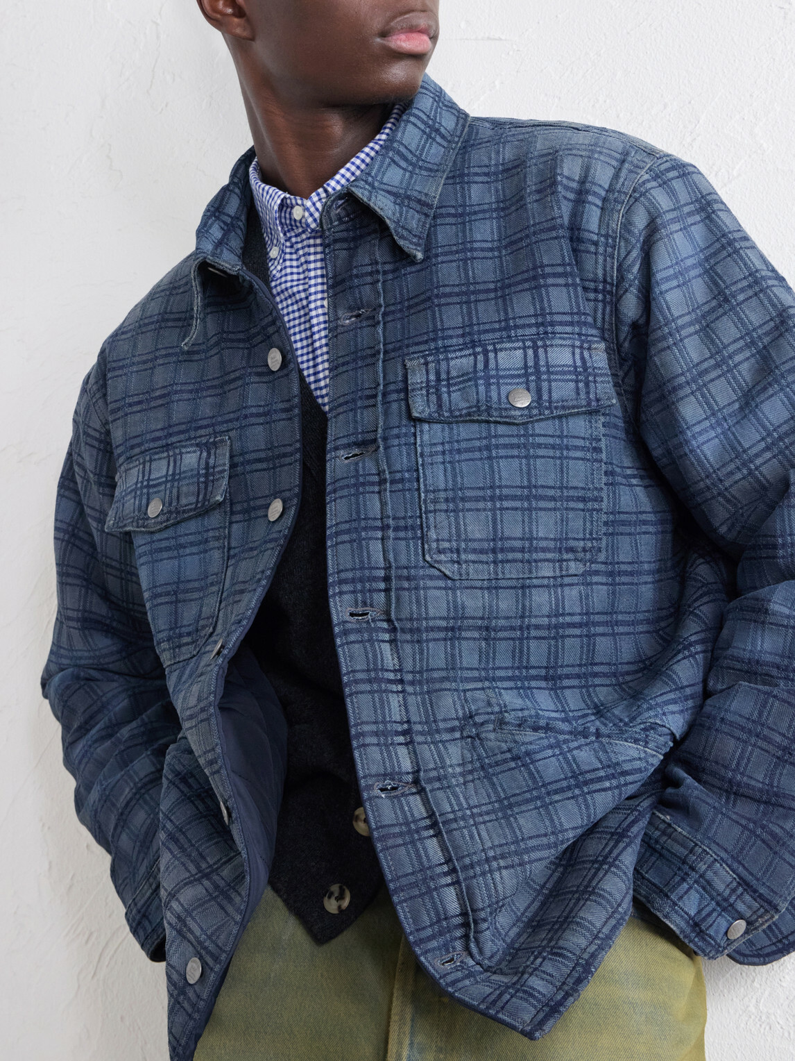 RRL - Holland Checked Denim Jacket - Blue