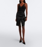 Saint Laurent Lace-trimmed ribbed-knit silk bodysuit