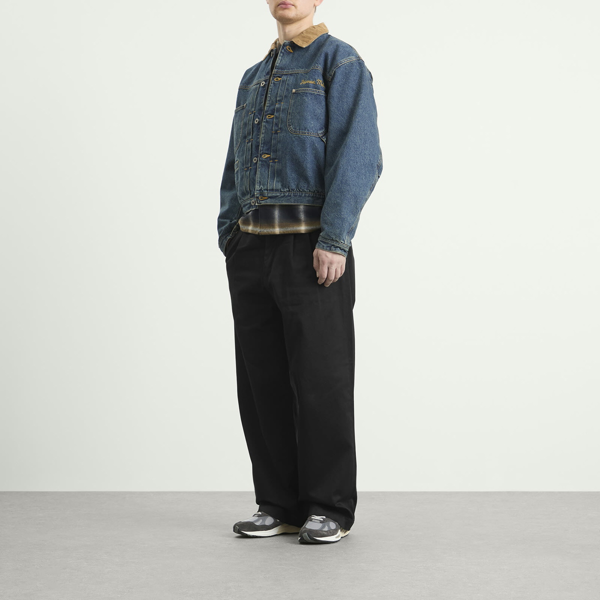 Human Made Men's Double Pleated Wide Chino Pants in Black