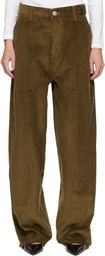 AMI Paris Khaki Cotton Large Fit Trousers
