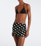 Montce Polka-dot ruched mesh miniskirt