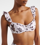 Agua by Agua Bendita Kiwi floral ruffled bikini top