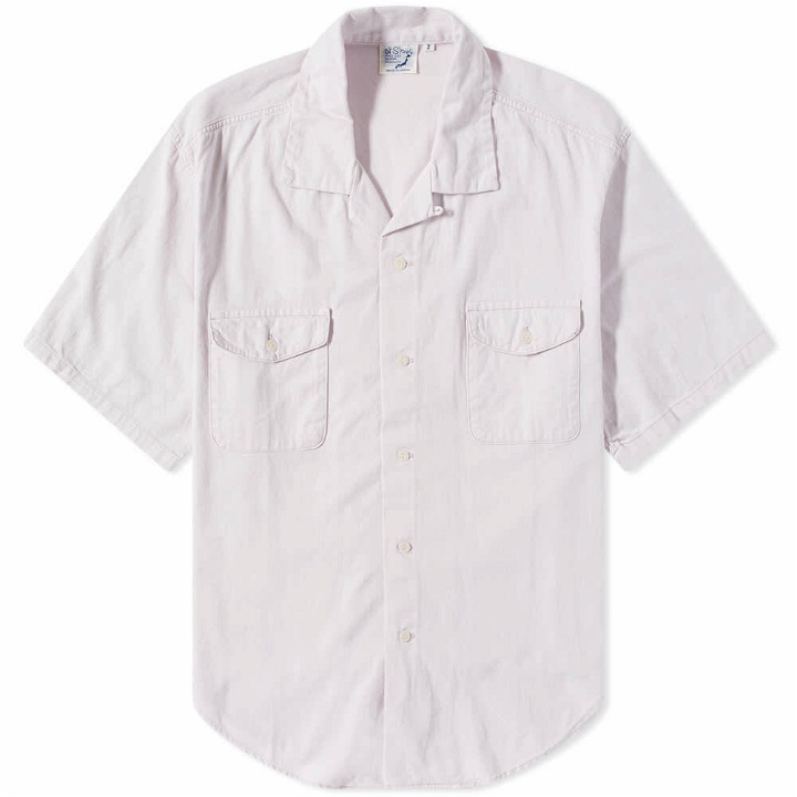 Photo: orSlow Men's Short Sleeve US Navy Office Shirt in Mos Pink