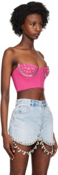 AREA Pink Crystal Watermelon Cup Bustier