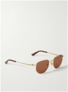 Bottega Veneta - Round-Frame Gold-Tone Sunglasses