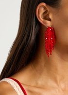 Simone Rocha Cascading Chandelier Beaded Drop Earrings - Red - One Size