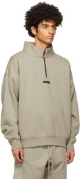 Essentials Grey Mock Neck Half-Zip Sweatshirt