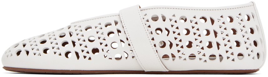 ALAÏA White Perforated Ballerina Flats