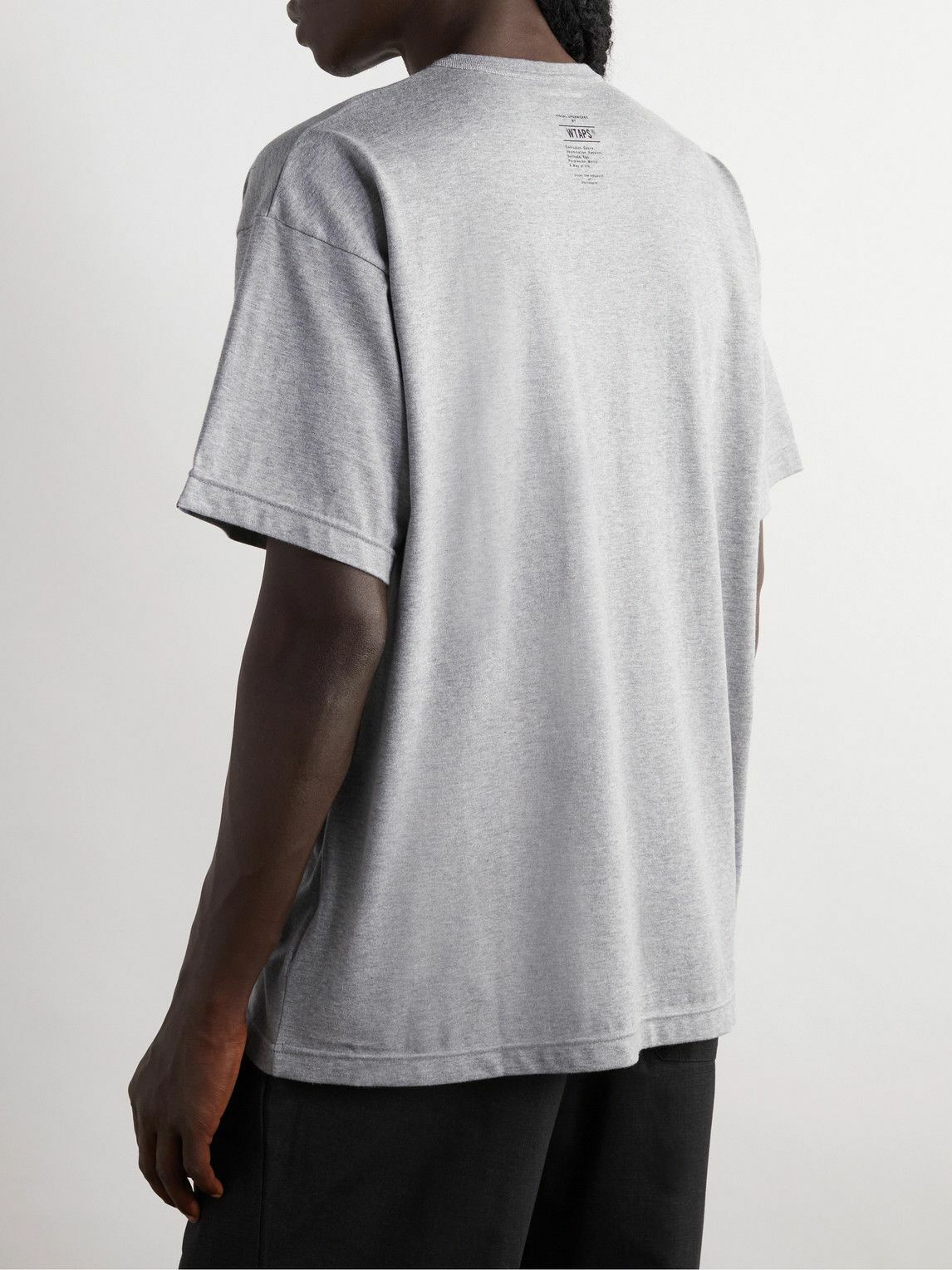 WTAPS - Academy Logo-Appliquéd Printed Cotton-Blend Jersey T-Shirt - Gray  WTAPS