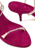 Chloe Zia 80 Crystal-embellished Velvet and Metallic Leather Sandals Purple