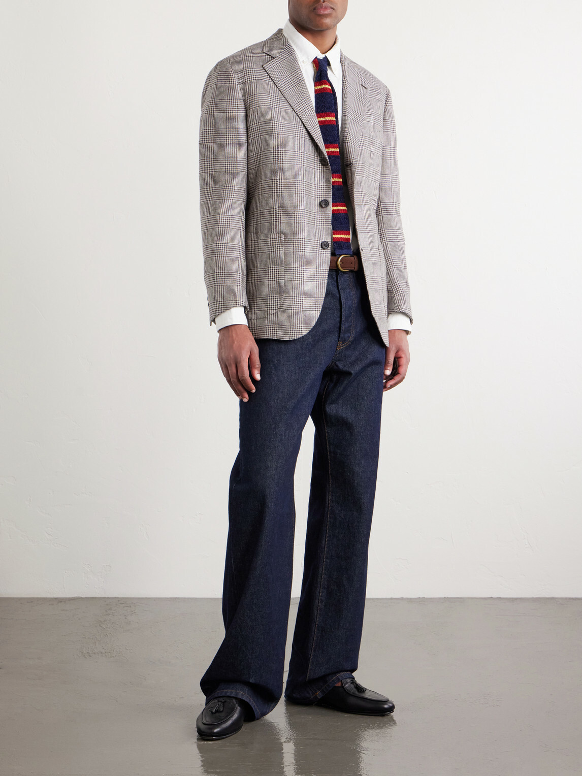 J. Mueser - Wavery Prince of Wales Silk Blazer - Brown