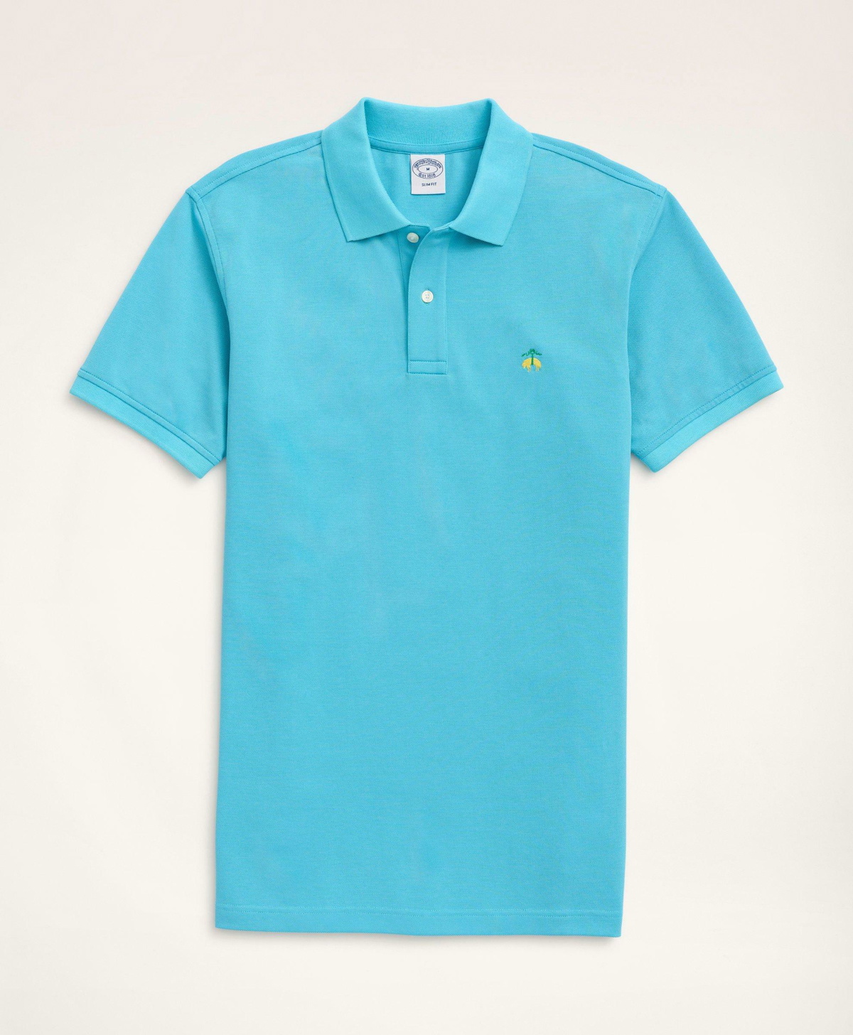 Photo: Brooks Brothers Men's Golden Fleece Slim-Fit Washed Stretch Supima Polo Shirt | Turquoise