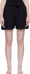 Tekla Black Poplin Pyjama Shorts