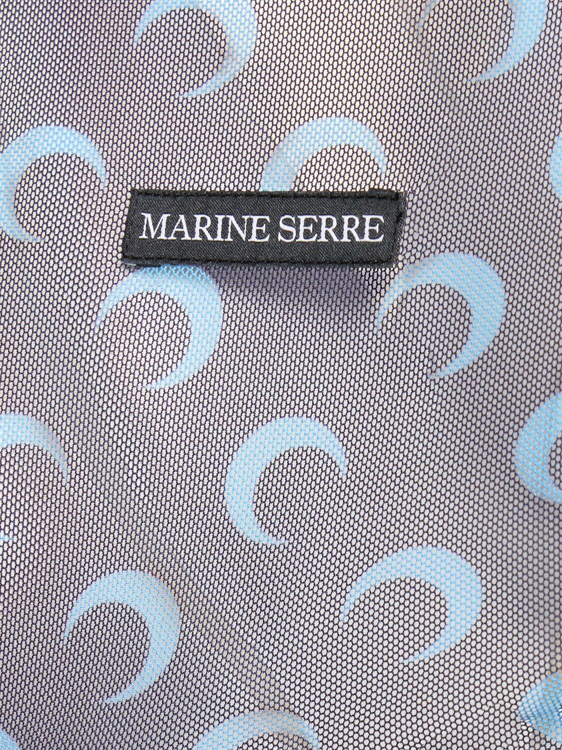 MARINE SERRE Moon Print Mesh Second Skin Crop Top Marine Serre