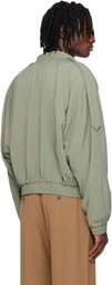 RECTO Khaki 80s Tucked Detail Disco Bomber Jacket