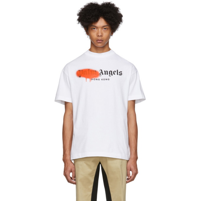 Palm Angels White Hong Kong Sprayed T-Shirt Palm Angels