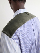 Junya Watanabe - Striped Corduroy and Twill-Trimmed Cotton-Poplin Shirt - Blue