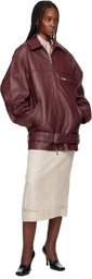 REMAIN Birger Christensen Burgundy Oversize Leather Jacket