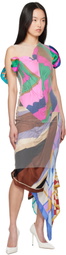 Marine Serre Multicolor Regenerated Silk Scarves Fitted Maxi Dress