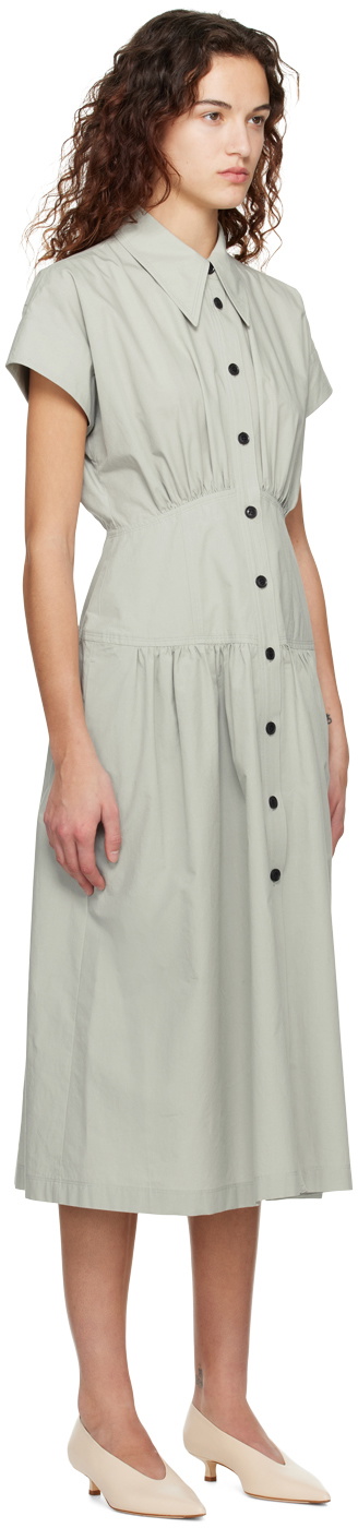 LOW CLASSIC Green Gathered Midi Dress