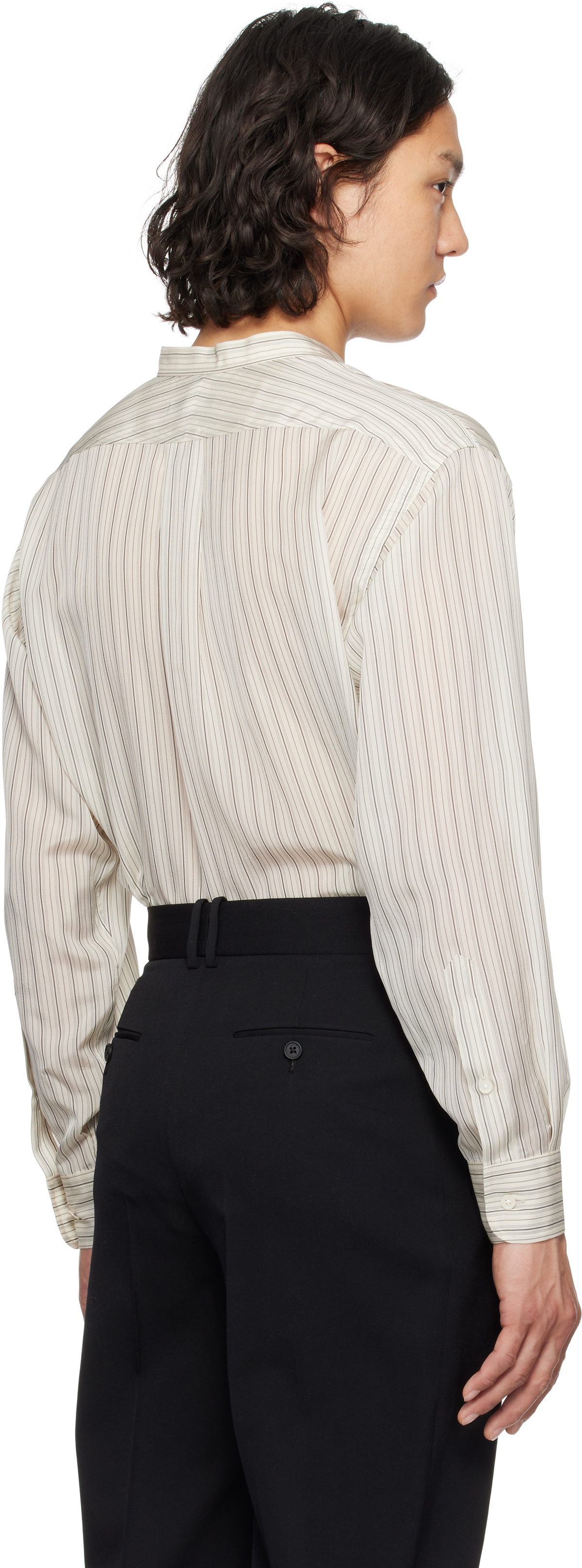 YLÈVE Off-White Acetate Cupra Stand Collar Shirt