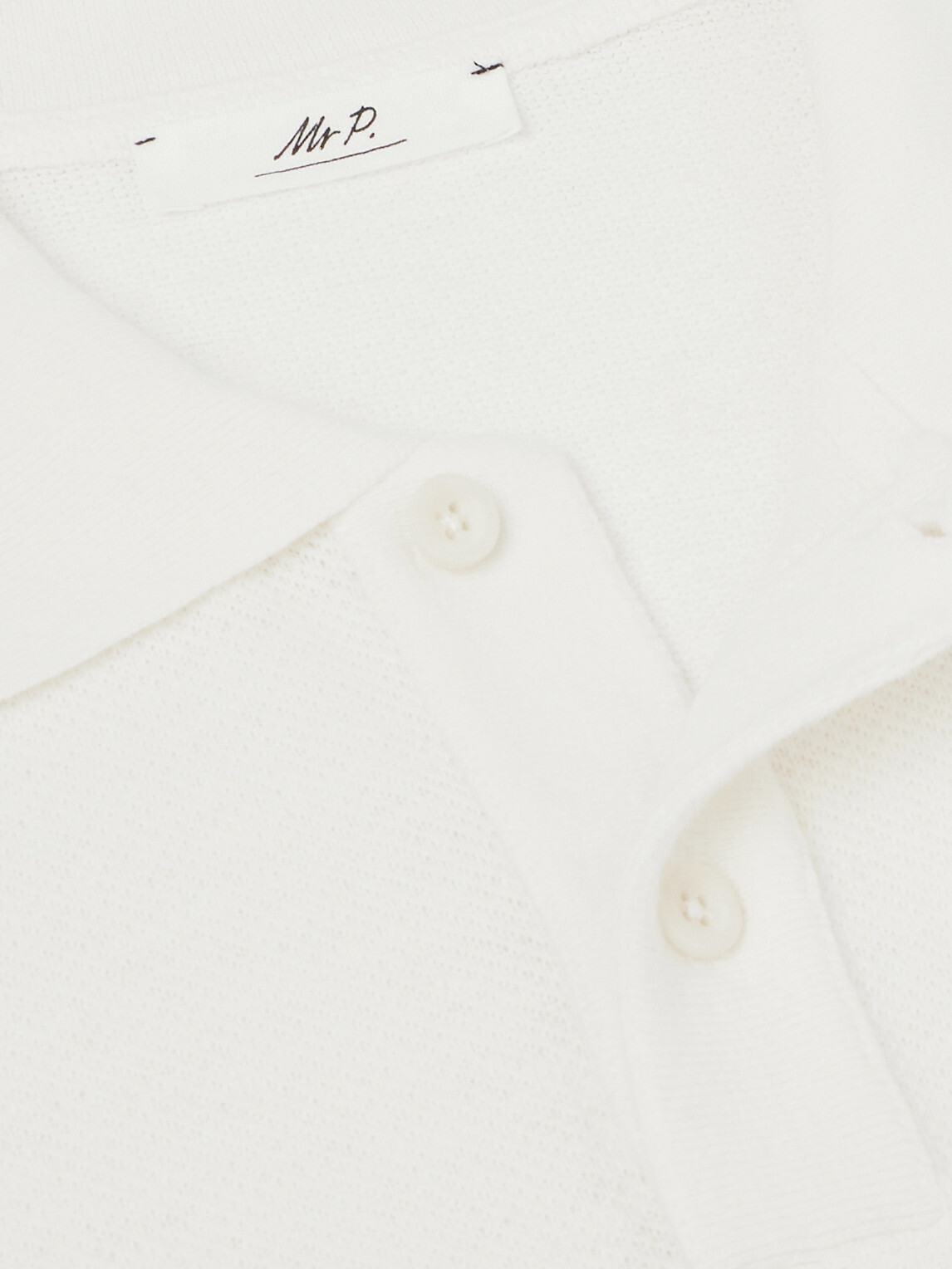 Mr P. - Organic Cotton and Linen-Blend Piqué Polo Shirt - White