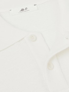 Mr P. - Organic Cotton and Linen-Blend Piqué Polo Shirt - White
