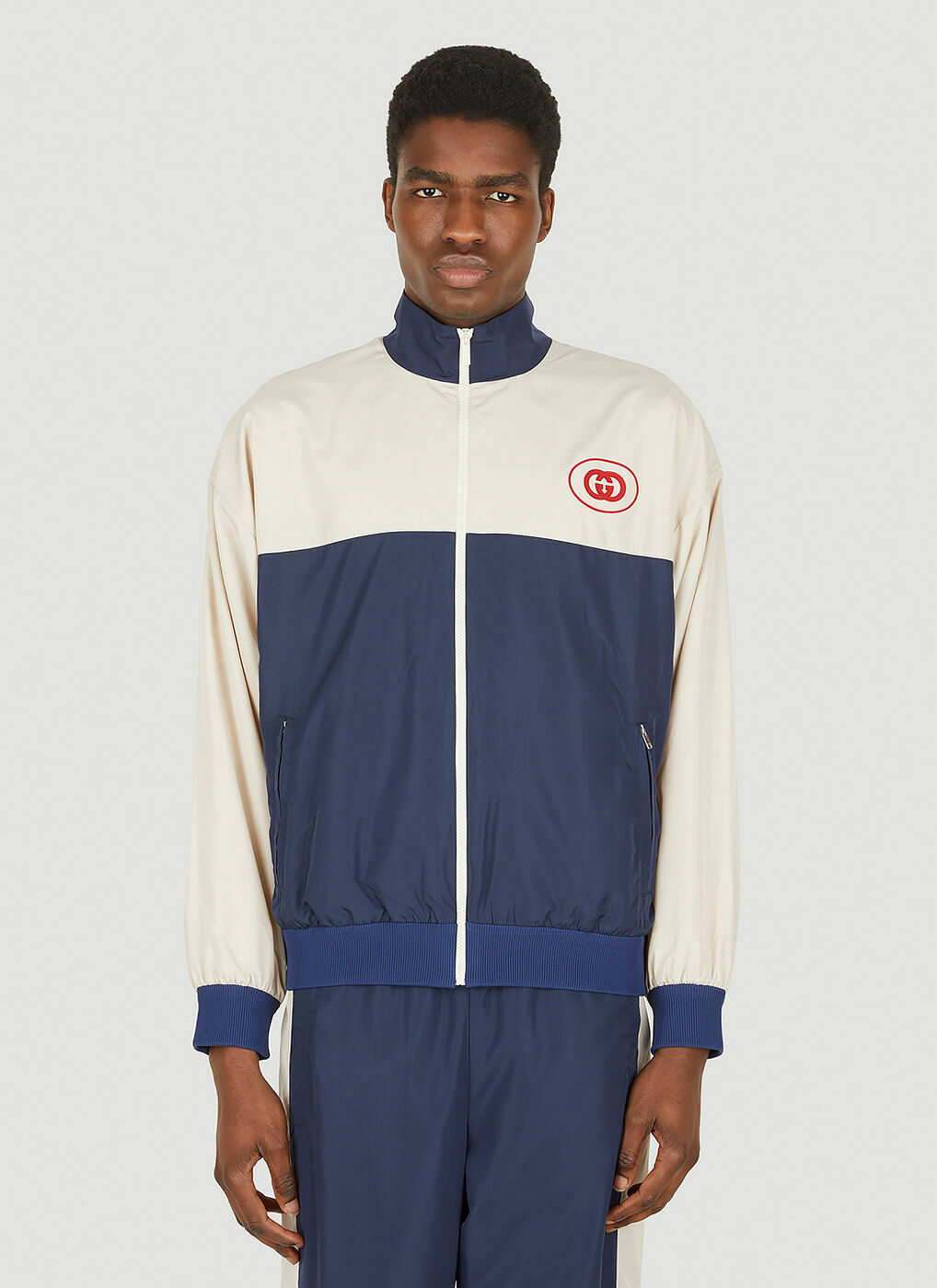 Logo Print Track Jacket in Blue Gucci