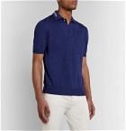 Isaia - Wool, Silk and Linen-Blend Polo Shirt - Blue