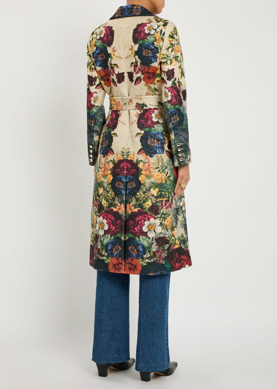 Alice + Olivia Joelle Floral-print Belted Coat Multicoloured