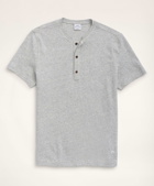 Brooks Brothers Men's Washed Cotton Linen Henley | Grey