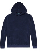 Incotex - Garment-Dyed Cotton-Terry Hoodie - Blue