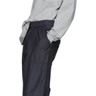 Beams Plus Navy Pleated Sateen Trousers