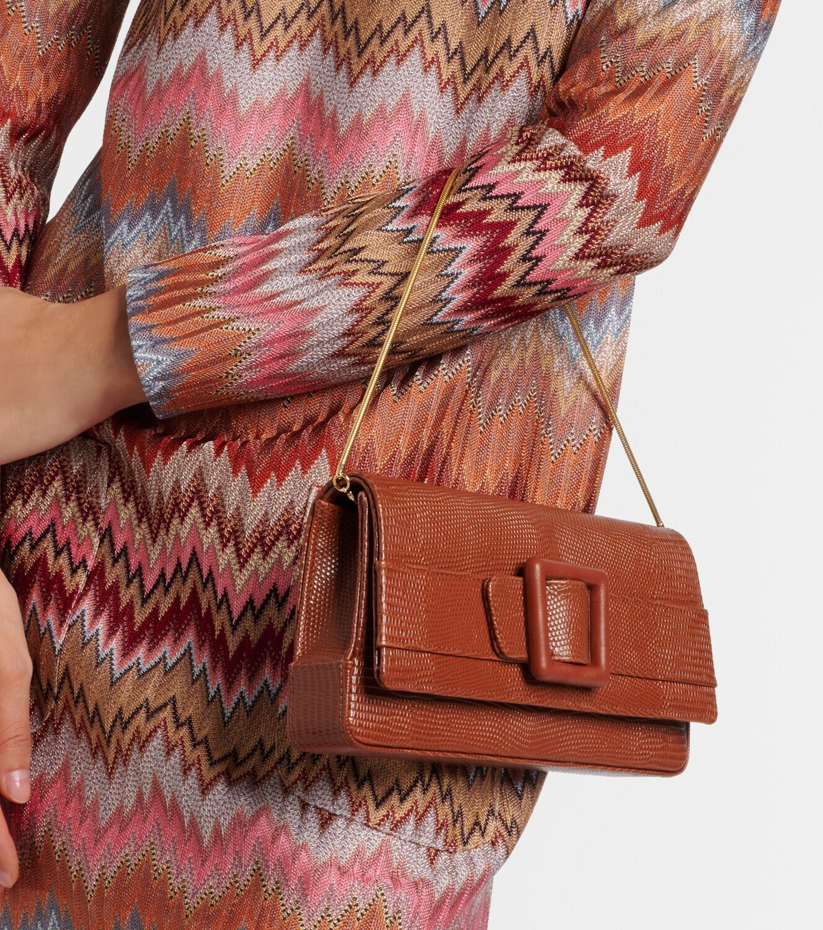 Manolo Blahnik Maygot snake-effect leather clutch