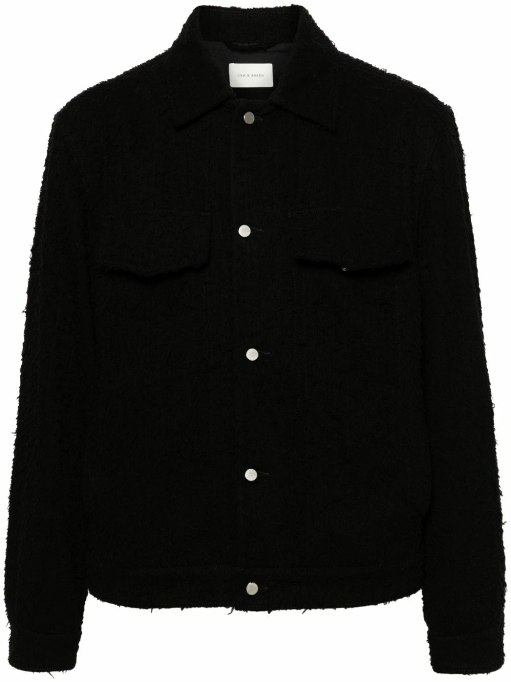 Craig Green Men's Towel Frayed Trucker Jacket in Black Craig Craig Green Men's Towel Frayed Trucker Jacket in Black Craig