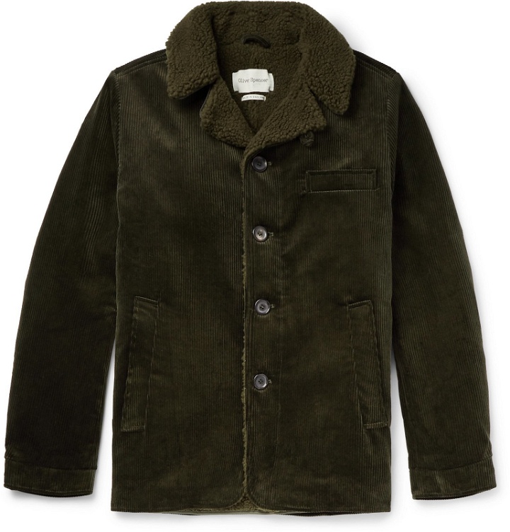 Photo: Oliver Spencer - Brockwell Faux Shearling-Lined Cotton-Corduroy Jacket - Green
