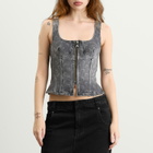 Marine Serre Women's Moon Laser Denim Bustier Top in Dark Grey