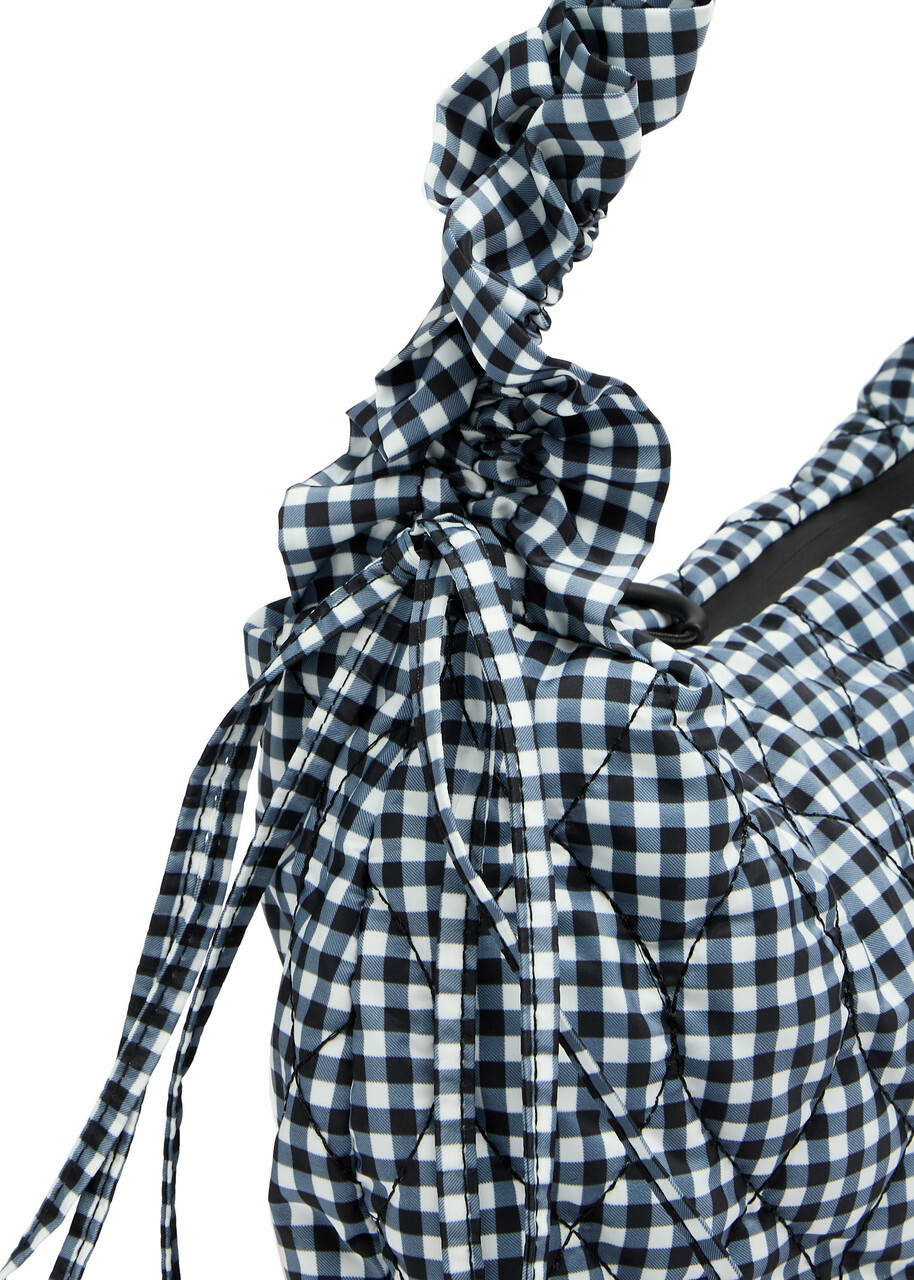 Damson Madder Kidney Ruched Gingham Shell Shoulder bag - Black - One Size