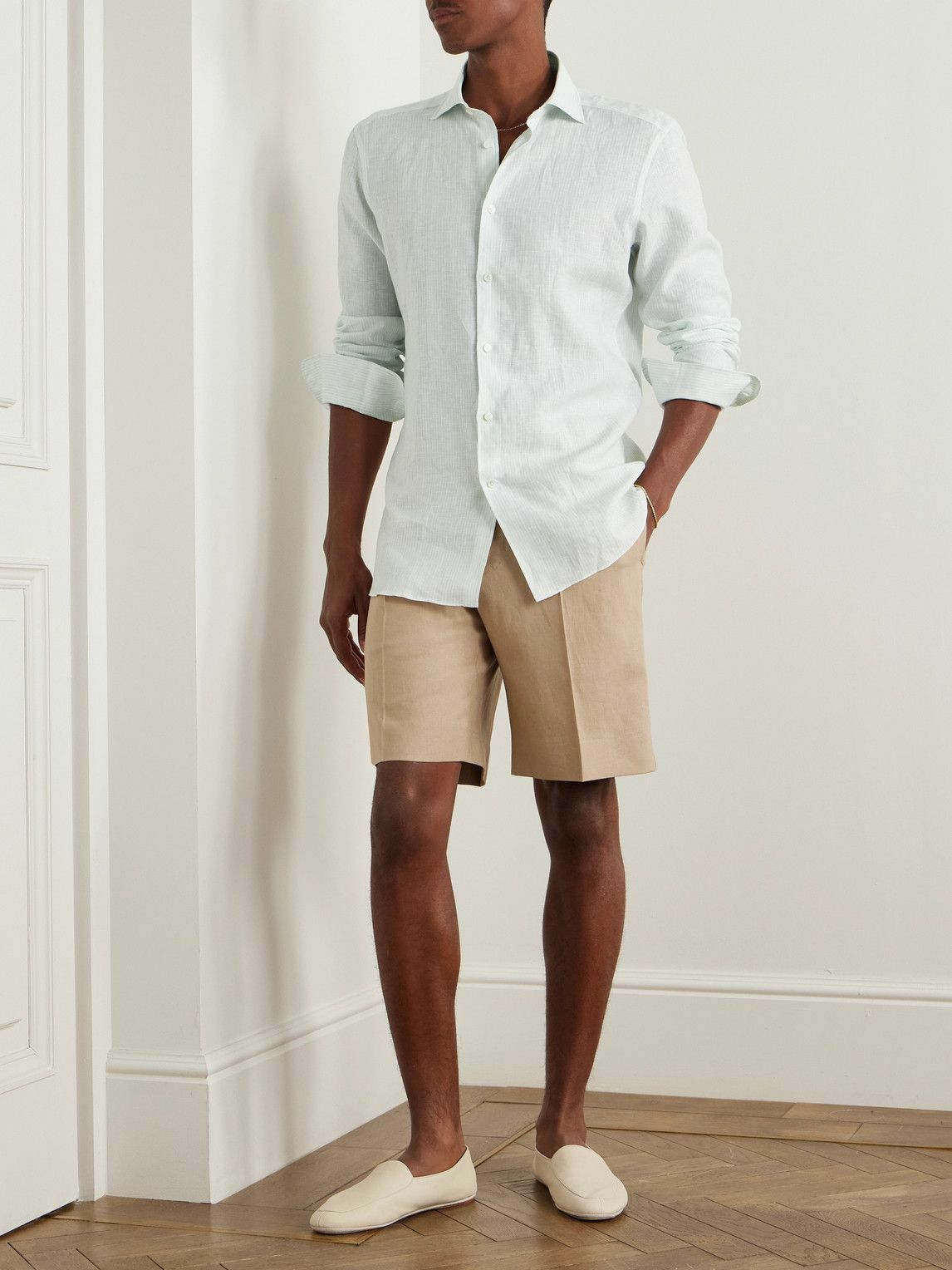 Zegna - Straight-Leg Linen Shorts - Neutrals
