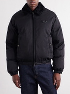 Burberry - Logo-Appliqué Shearling and Leather-Trimmed Padded Shell Blouson Jacket - Black
