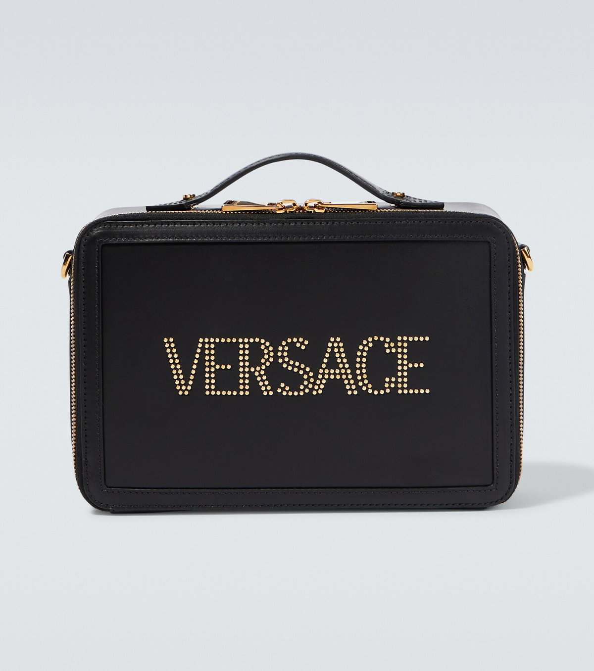 Versace - Logo-Detailed Full-Grain Leather Messenger Bag - Men - Black  Versace