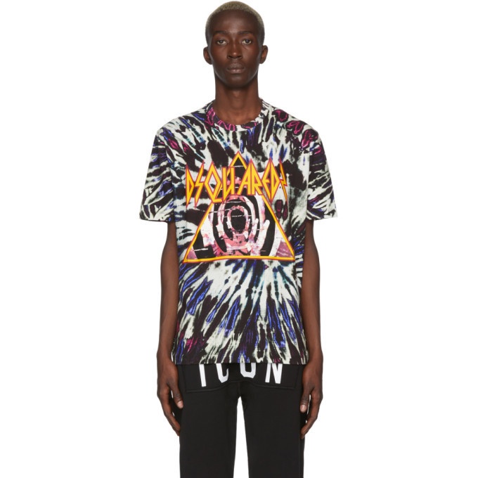 Photo: Dsquared2 Multicolor and Green Tie-Die Logo T-Shirt