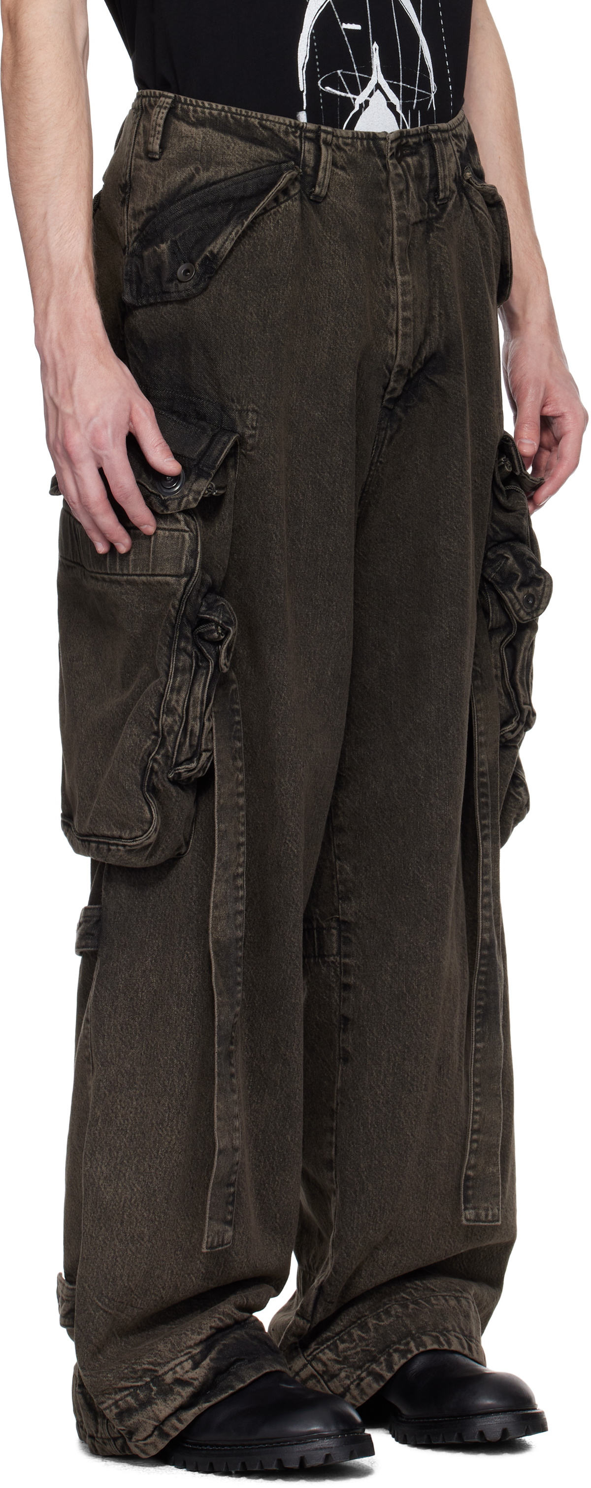 Julius Gray Gasmask Denim Cargo Pants Julius