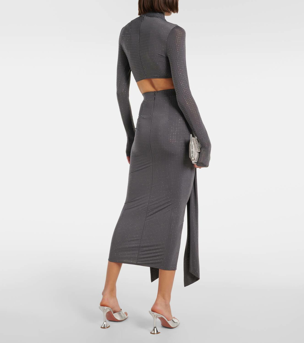 Alex Perry Embellished jersey midi skirt