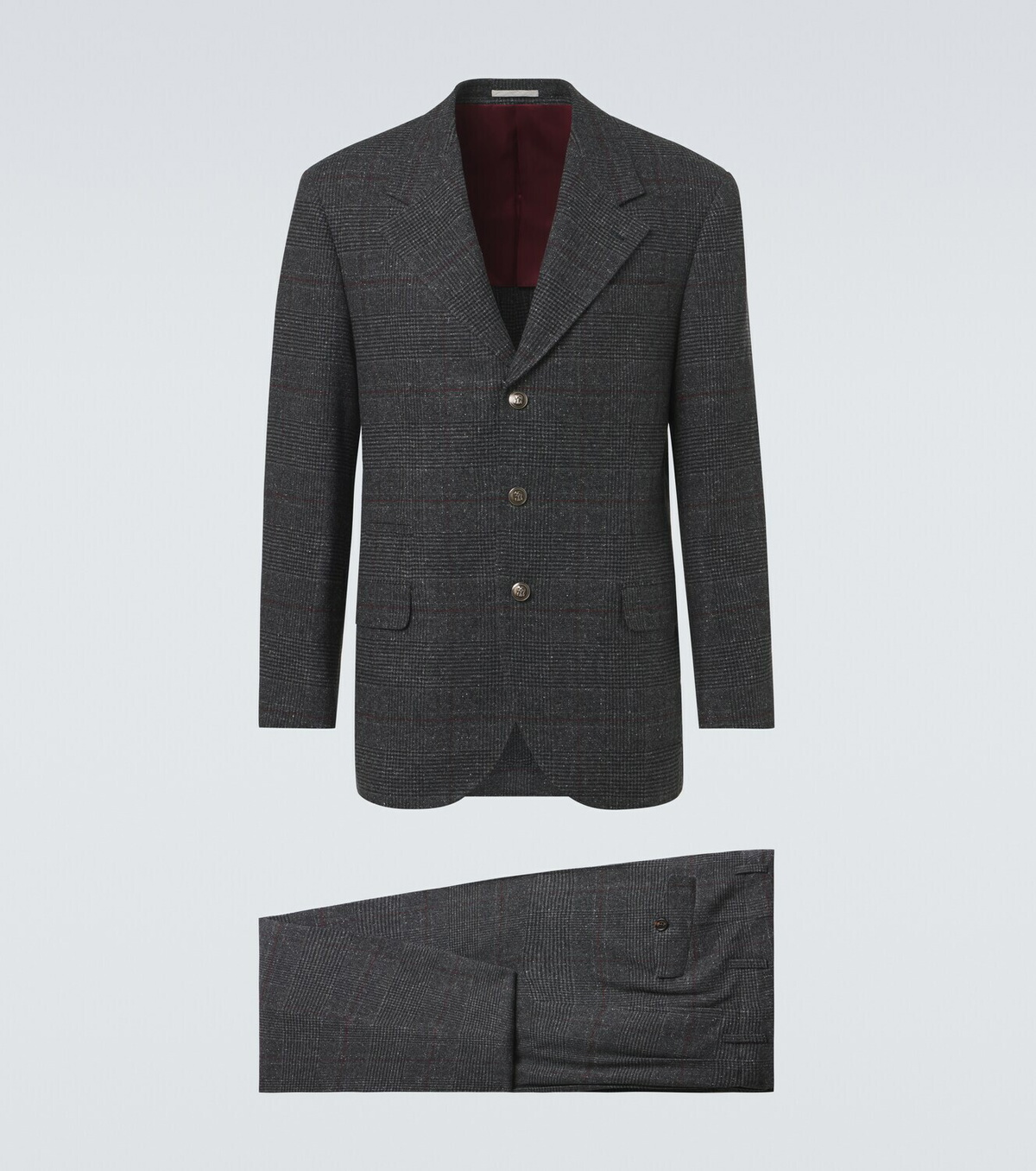 Brunello Cucinelli Checked silk, wool, and cashmere suit