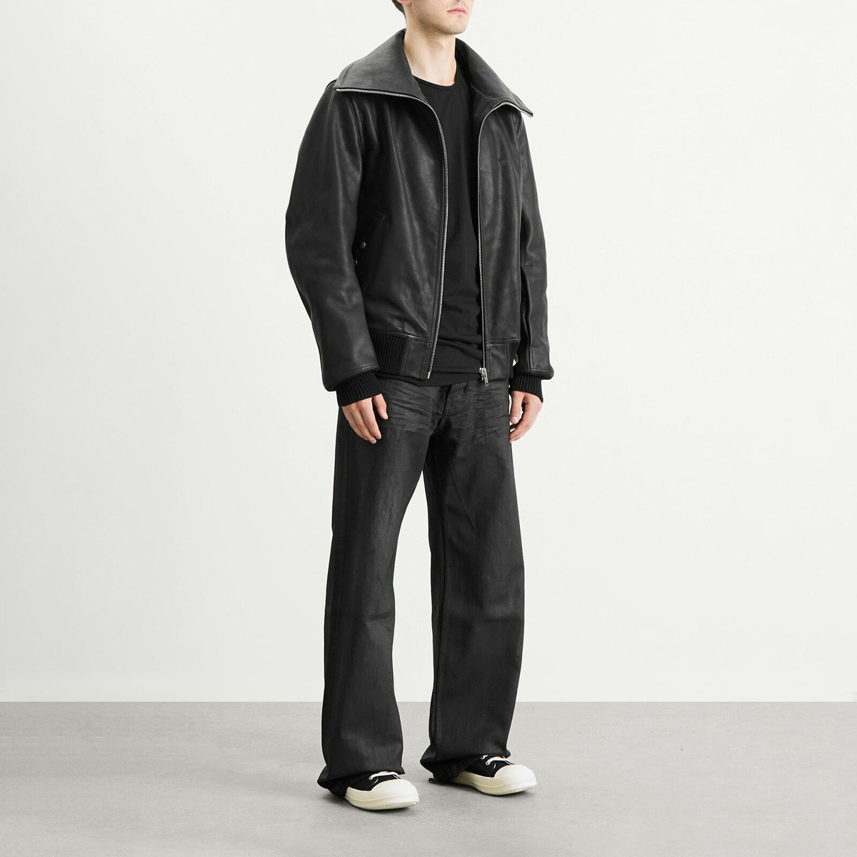 ジャケット・アウター rickowens BLIXA DRACUCOLLAR Blixa Dracucollar leather jacket in black - Rick Owens | Mytheresa