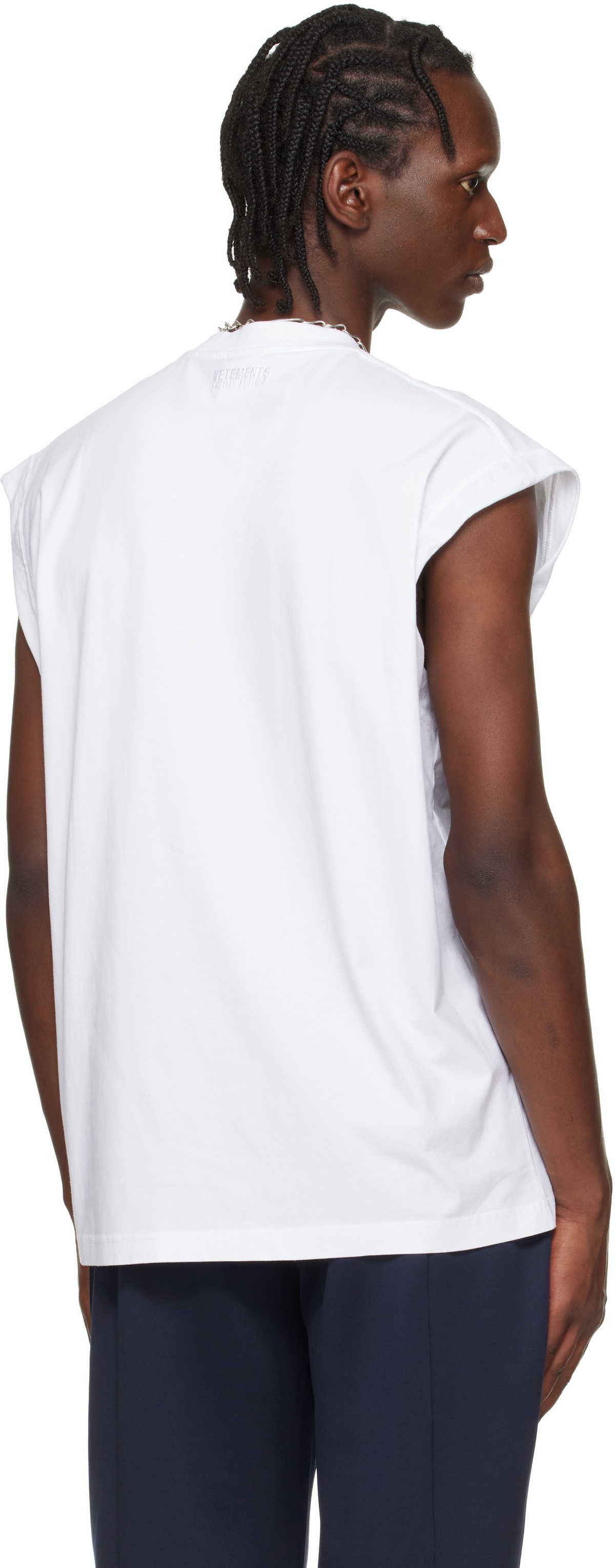VETEMENTS White Cross Logo Sleeveless Top